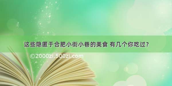 这些隐匿于合肥小街小巷的美食 有几个你吃过？