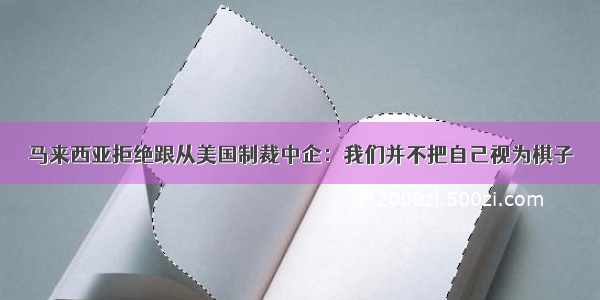 马来西亚拒绝跟从美国制裁中企：我们并不把自己视为棋子