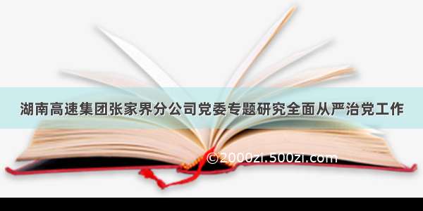 湖南高速集团张家界分公司党委专题研究全面从严治党工作