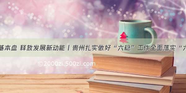 稳住经济基本盘 释放发展新动能丨贵州扎实做好“六稳”工作全面落实“六保”任务