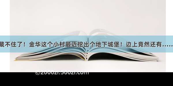 藏不住了！金华这个小村最近挖出个地下城堡！边上竟然还有……