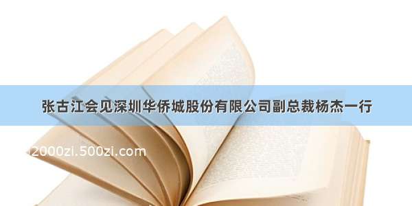 张古江会见深圳华侨城股份有限公司副总裁杨杰一行