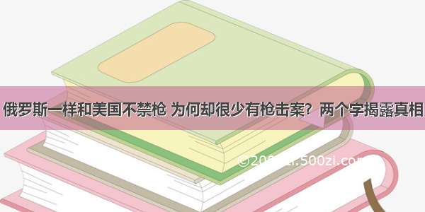 俄罗斯一样和美国不禁枪 为何却很少有枪击案？两个字揭露真相