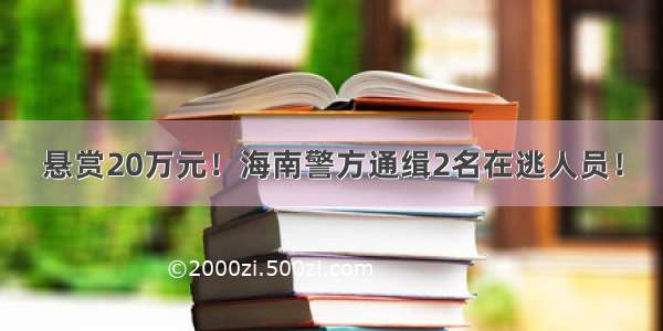 悬赏20万元！海南警方通缉2名在逃人员！