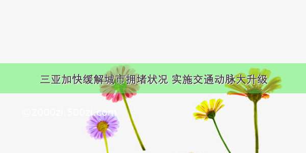 三亚加快缓解城市拥堵状况 实施交通动脉大升级