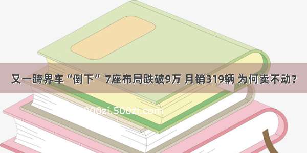 又一跨界车“倒下” 7座布局跌破9万 月销319辆 为何卖不动？