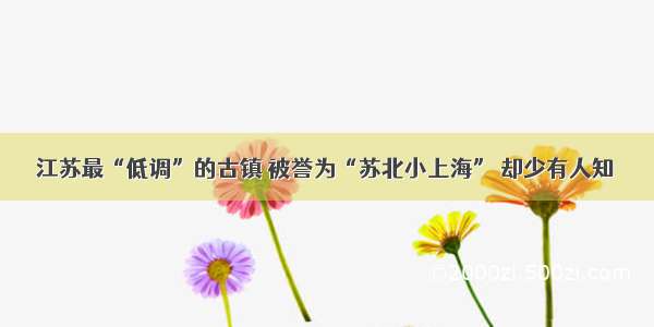 江苏最“低调”的古镇 被誉为“苏北小上海” 却少有人知