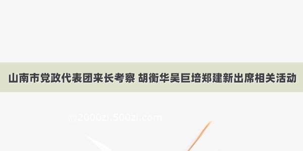 山南市党政代表团来长考察 胡衡华吴巨培郑建新出席相关活动