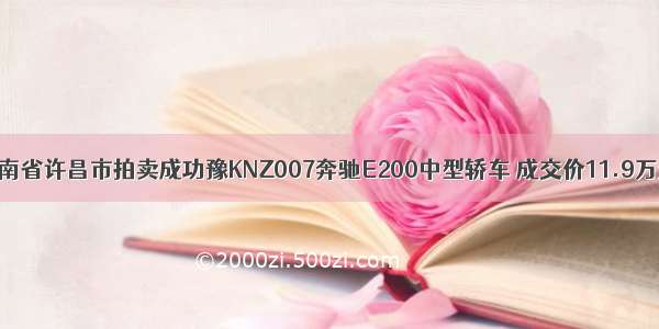 河南省许昌市拍卖成功豫KNZ007奔驰E200中型轿车 成交价11.9万元