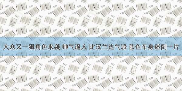 大众又一狠角色来袭 帅气逼人 比汉兰达气派 蓝色车身迷倒一片