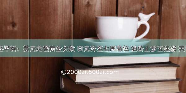 5月7日财经早餐：美元走强黄金大跌 日元升至七周高位 油价止步五连涨 英国央行利率