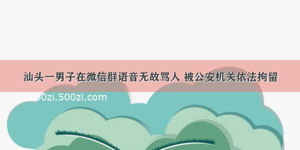 汕头一男子在微信群语音无故骂人 被公安机关依法拘留