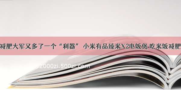 减肥大军又多了一个“利器” 小米有品臻米X2电饭煲 吃米饭减肥