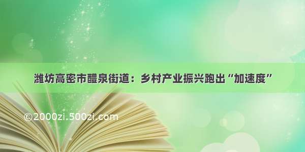 潍坊高密市醴泉街道：乡村产业振兴跑出“加速度”