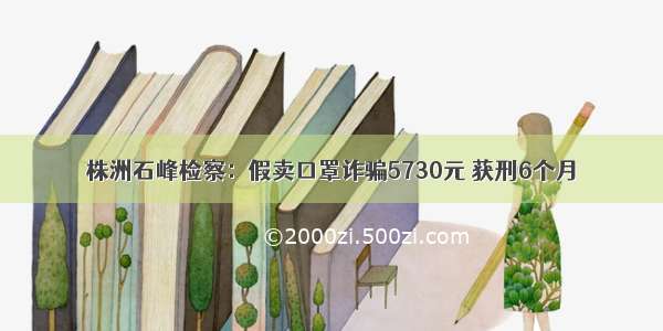 株洲石峰检察：假卖口罩诈骗5730元 获刑6个月