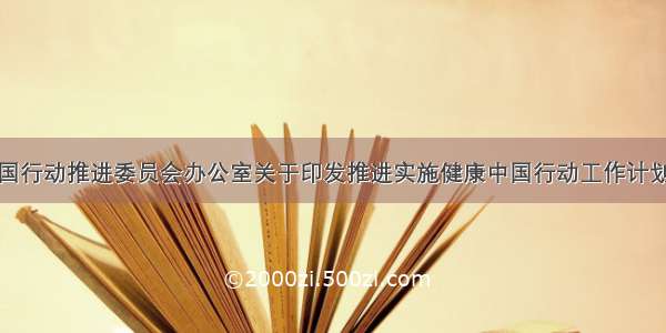 健康中国行动推进委员会办公室关于印发推进实施健康中国行动工作计划的通知