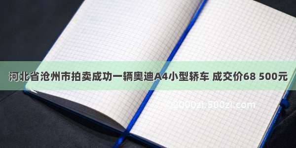 河北省沧州市拍卖成功一辆奥迪A4小型轿车 成交价68 500元