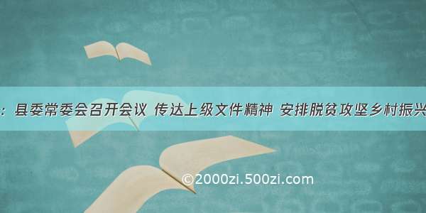 巨鹿：县委常委会召开会议 传达上级文件精神 安排脱贫攻坚乡村振兴工作