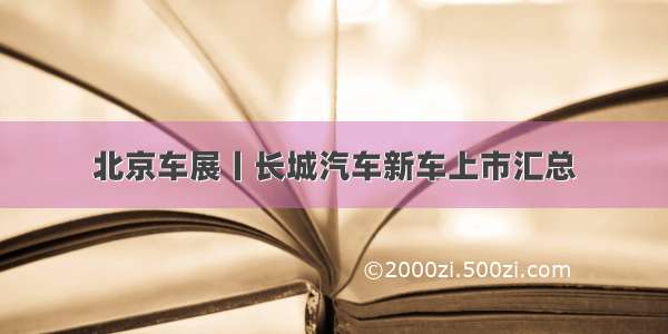 北京车展丨长城汽车新车上市汇总