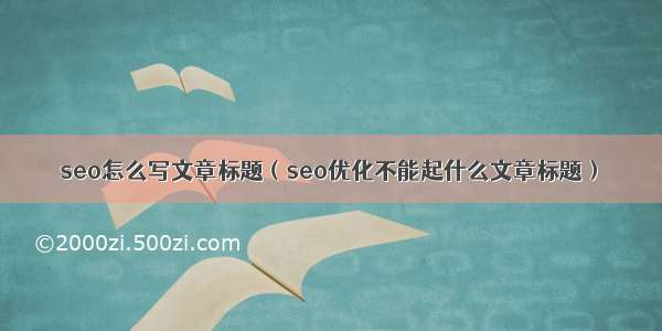 seo怎么写文章标题（seo优化不能起什么文章标题）