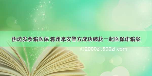 伪造发票骗医保 滁州来安警方成功破获一起医保诈骗案