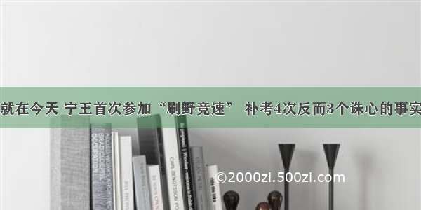 就在今天 宁王首次参加“刷野竞速” 补考4次反而3个诛心的事实