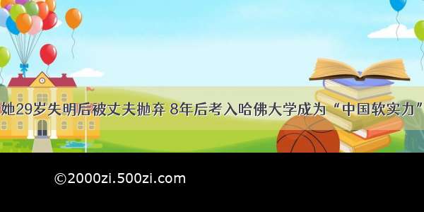 她29岁失明后被丈夫抛弃 8年后考入哈佛大学成为“中国软实力”