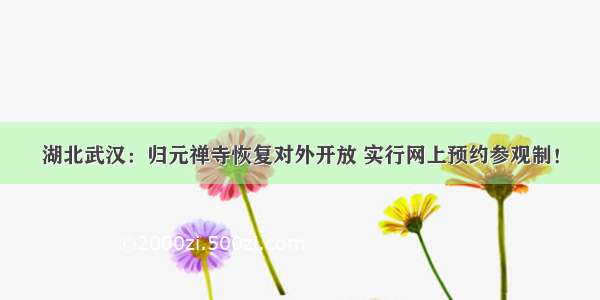 湖北武汉：归元禅寺恢复对外开放 实行网上预约参观制！