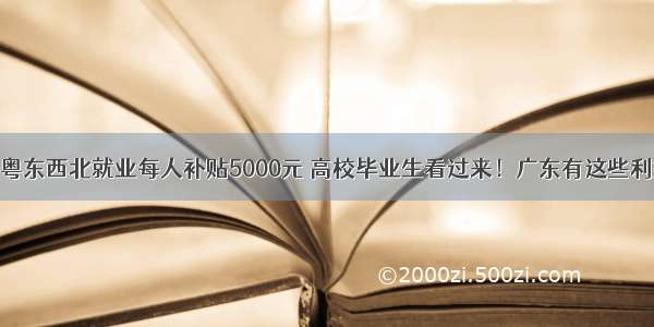 在粤东西北就业每人补贴5000元 高校毕业生看过来！广东有这些利好