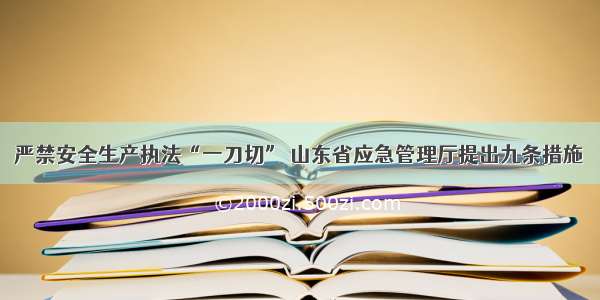 严禁安全生产执法“一刀切” 山东省应急管理厅提出九条措施