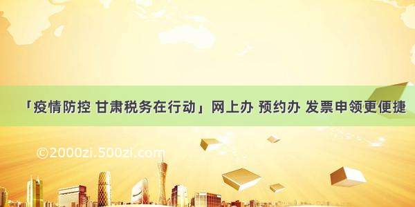 「疫情防控 甘肃税务在行动」网上办 预约办 发票申领更便捷