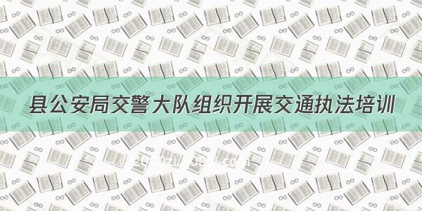 县公安局交警大队组织开展交通执法培训