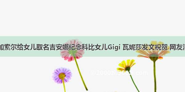 大加索尔给女儿取名吉安娜纪念科比女儿Gigi 瓦妮莎发文祝贺 网友泪目