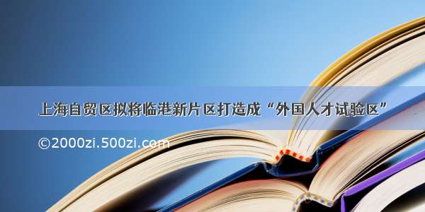 上海自贸区拟将临港新片区打造成“外国人才试验区”