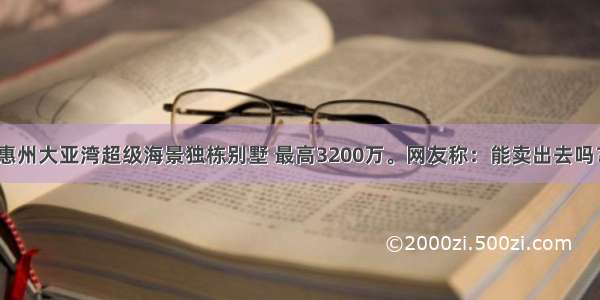 惠州大亚湾超级海景独栋别墅 最高3200万。网友称：能卖出去吗？