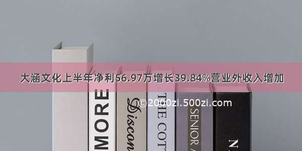 大涵文化上半年净利56.97万增长39.84%营业外收入增加
