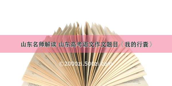 山东名师解读 山东高考语文作文题目《我的行囊》