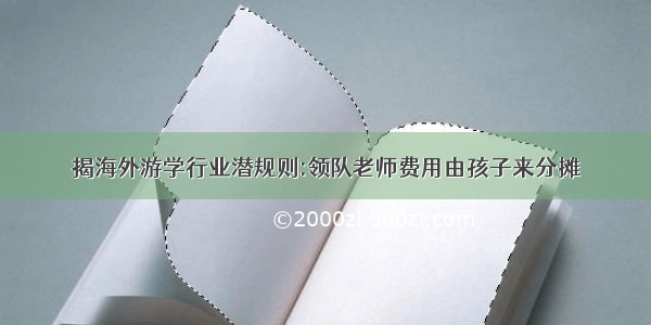 揭海外游学行业潜规则:领队老师费用由孩子来分摊