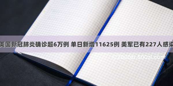 美国新冠肺炎确诊超6万例 单日新增11625例 美军已有227人感染