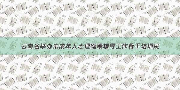 云南省举办未成年人心理健康辅导工作骨干培训班