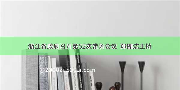 浙江省政府召开第52次常务会议　郑栅洁主持