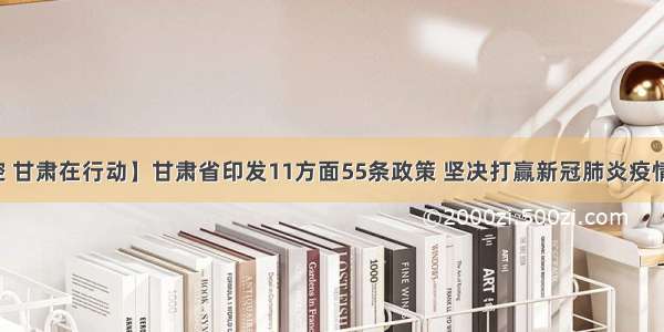 【疫情防控 甘肃在行动】甘肃省印发11方面55条政策 坚决打赢新冠肺炎疫情防控阻击战