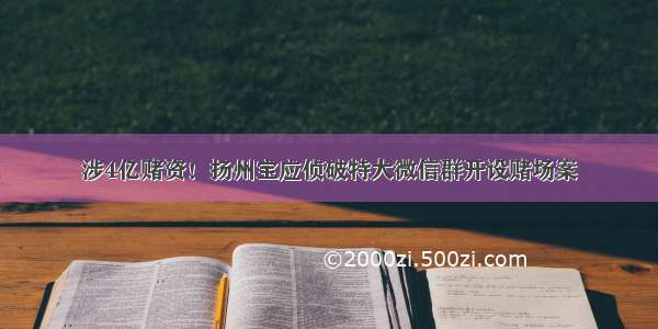 涉4亿赌资！扬州宝应侦破特大微信群开设赌场案