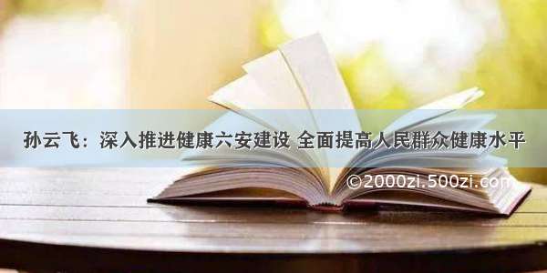 孙云飞：深入推进健康六安建设 全面提高人民群众健康水平