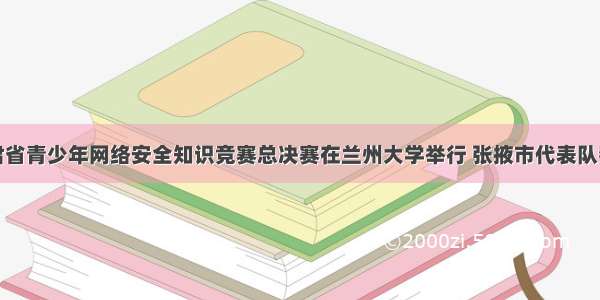 甘肃省青少年网络安全知识竞赛总决赛在兰州大学举行 张掖市代表队夺冠