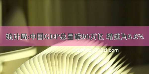 统计局:中国GDP总量破90万亿 增速为6.6%
