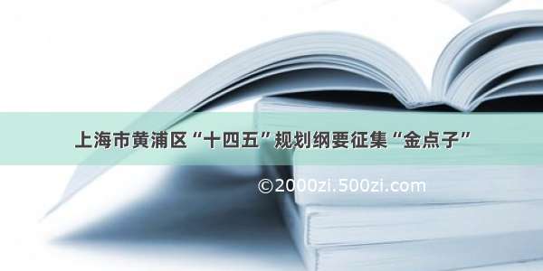 上海市黄浦区“十四五”规划纲要征集“金点子”