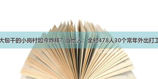 大包干的小岗村如今咋样？当地人：全村478人30个常年外出打工