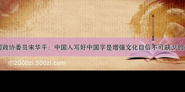 全国政协委员宋华平：中国人写好中国字是增强文化自信不可缺少的条件