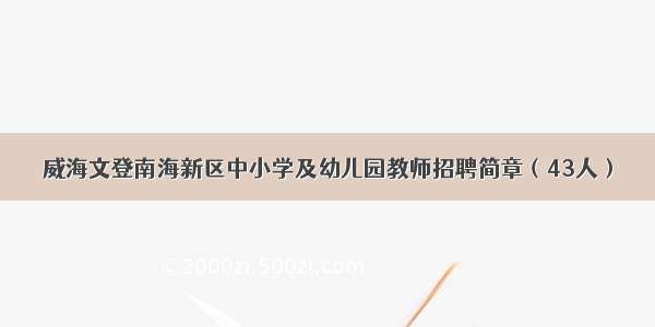 威海文登南海新区中小学及幼儿园教师招聘简章（43人）